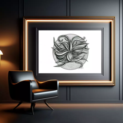 Œuvre abstraite et florale